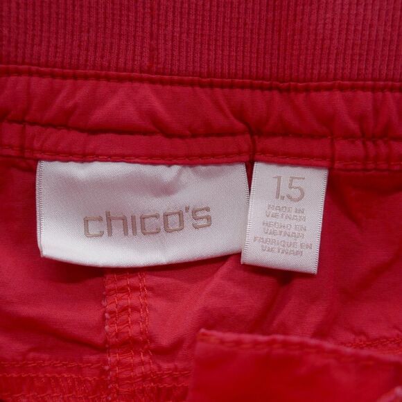 Chicos Womens Cropped Pants 1.5 Size 10 Coral‎ Red Comfort Waist Lightweight - Picture 3 of 16